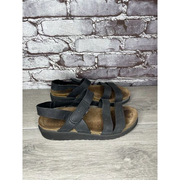 Spring Step Black Leather Strappy Cork Wedge Sandals Women Sz 41EU/10.5M US - Picture 9 of 16